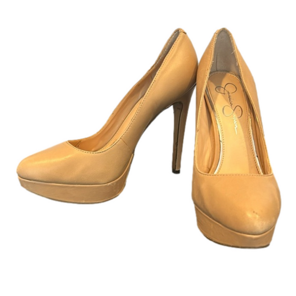 Jessica Simpson Nude Matte Platform Pumps 5 Inch High Heels Size 8 - Picture 1 of 6